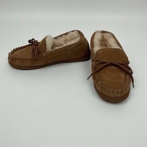 Bearpaw Suede Moccasin Slippers Shearling Lined Cozy Winter Cottagecore Size 7